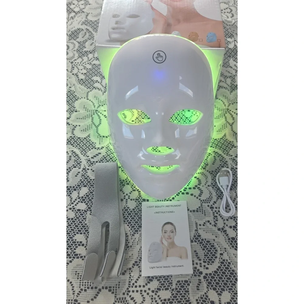 LED 7 Color Light Therapy Beauty Mask Rechargeable Facial Skin Rejuvenation New